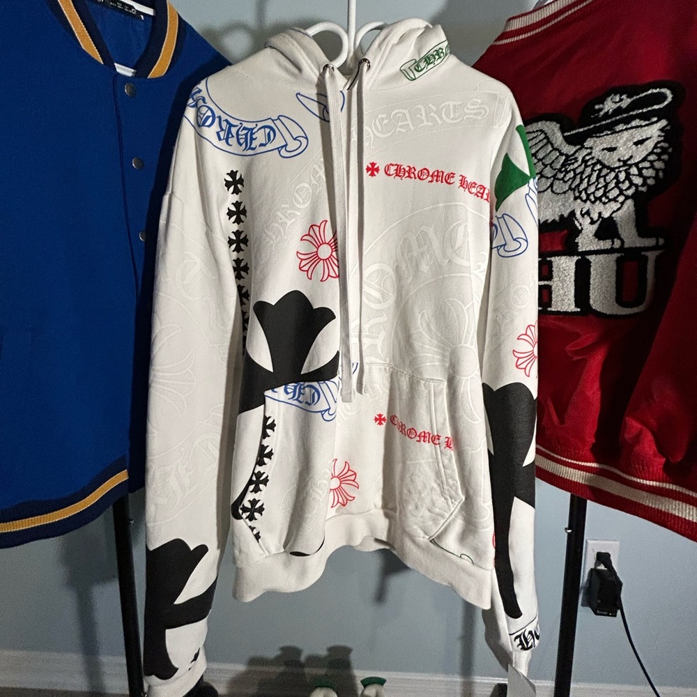 White Chrome Hearts Stencil Hoodie